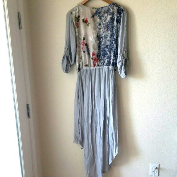 ARATTA SILENT JOURNEY Dress Asymmetrical Hem Gray with Floral Accents Sz M NWOT - Picture 6 of 16